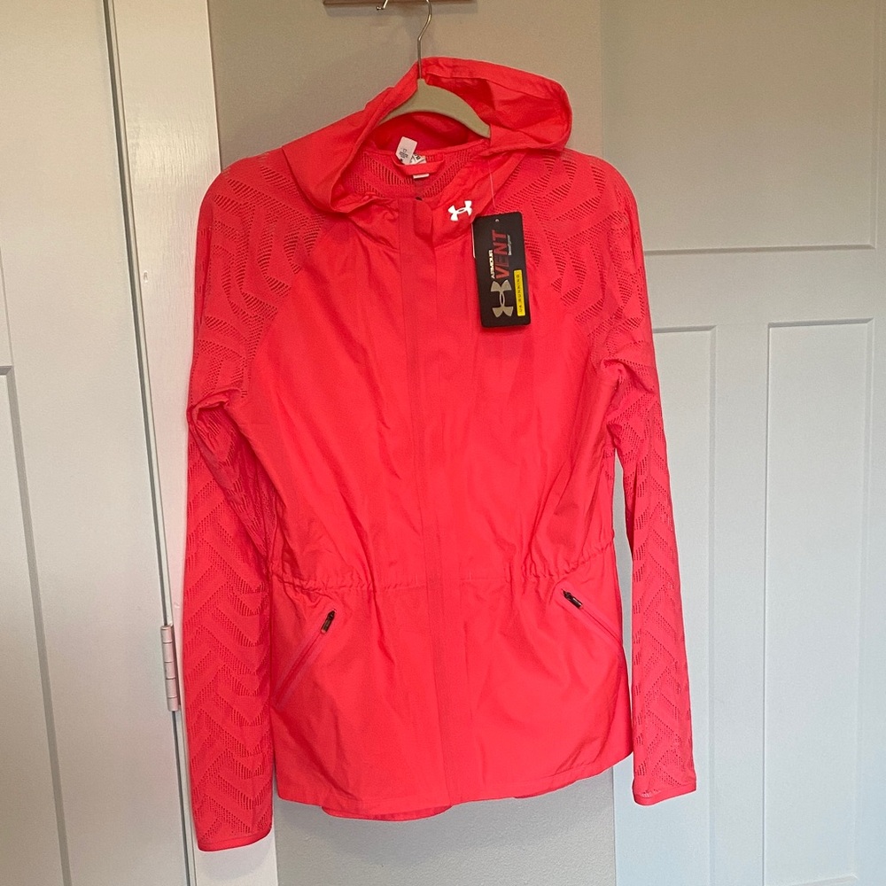 Under Armour Women's Bright Coral Hooded Utility Jacket Med NWT